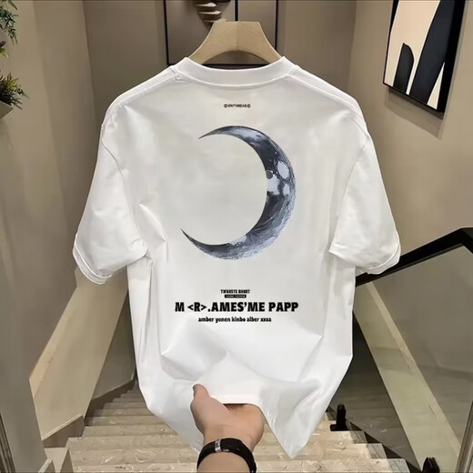 GTYUWVG Hong Kong style short-sleeved men 2025 summer loose cotton T-shirt for boys new fashion brand trendy men couple half-sleeved V753 black XL