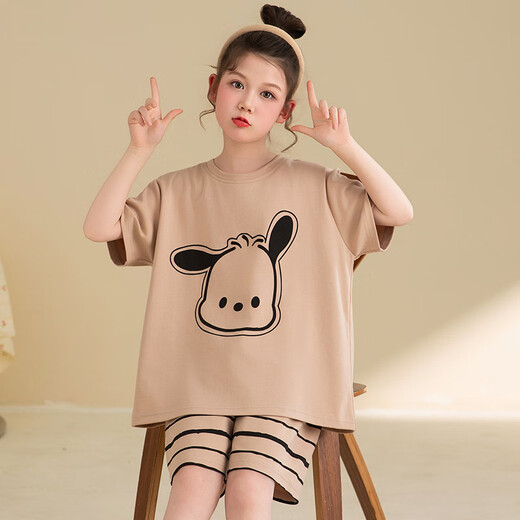 Linmanyis Kinderpyjamas für Mädchen im Sommer kurzärmelige, reine Baumwoll-Damen dünne Heimkleidung für junge Schüler der Junior High School Set ztn829 110 empfohlen 100-110 cm/38jin [Jin gleich 0,5 kg]