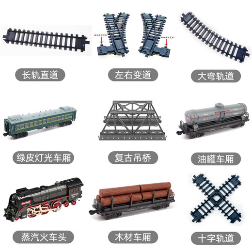 RSRDDY Fenming retro steam train toy track accessories children assembly supplement front car remote control rail change steam steam train rail change*2