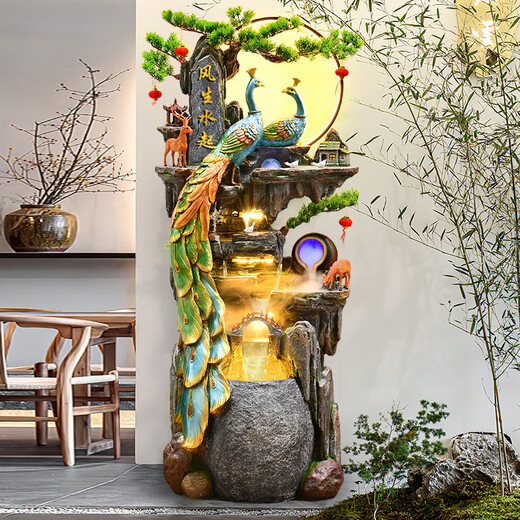 Waterscape und bodengesteuertes Rockerie-Ornamente Wohnzimmer und Büro Fortune Feng Shui Treasure Pot Circulation Waterscape Housewarming Eröffnungsgeschenk 9926 Kleine Größe 106 cm