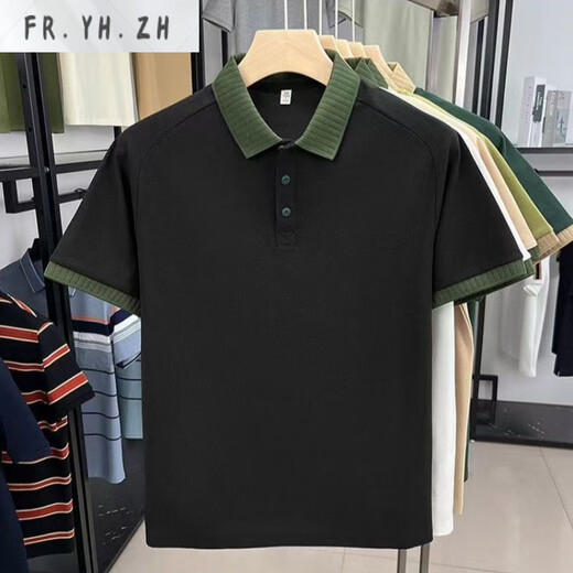Fr.yh.zh War Horse Paul Short Cloud Summer Sports Men's Sports et Casual Versatile Business Business Color Color Polo T-shirt noir (829 # [modèle de couleur unie]) M 120Jin [Jin est égal à 0,5 kg] ou moins