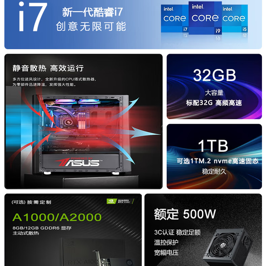 ASUS UG programming 3DMAX rendering CAD drawing PS graphic designer 3D SW drawing desktop assembly computer subsidy ASUS designer single host 2 Ultra/1.25T/32G/K2200 4G