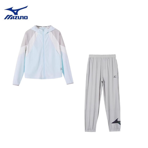 Mizuno Mizuno Children's Official Authentic Children's Clothing Summer New Sunproof Jacket Mosquito-proof Pants Set Two-piece Set for Older Children White Black 160 CM (85-100Jin Jin is equal to 0.5kg)