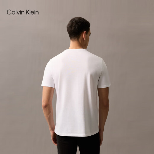 Calvin Kleinjeans25 Spring and Summer Men's Simple LETTER CASCOST CK Coton Pure Colon Round TricoT T-shirt à manches courtes 4RB835G YAA-MOONlight White M