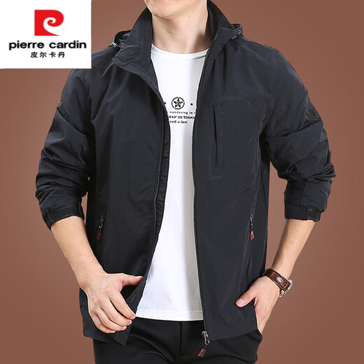 Pierre Cardin Men's Casual Jacket Spring and Autumn Loose Large Size Soft Shell Single Layer Jacket 9892 Gray Black No Velvet M 170Specifications (Recommended 120 Jin Jin equals about 0.5 kg)