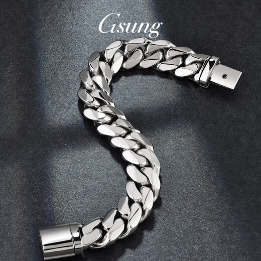 GsunGGSUNG Platinum PT950 Thick Cuban Bracelet Men's Fashion Wide Version Cuban Bracelet Men's Bracelet Can Be Customized Calculated According to the Gold Price in the Store on the Day