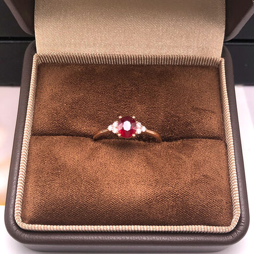 Iba 0.8 carat natural pigeon blood red ruby ring 18K gold diamond ring for girlfriend birthday gift 0.8 carat size message (in stock 9 to 20)