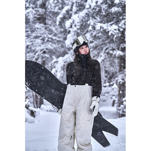滑雪背带裤女款男士单板保暖裤子防水防风防雪2024新款冬 奶白 XS