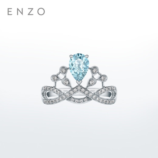 ENZO 18K gold aquamarine diamond crown ring for women EZV7274 No. 13