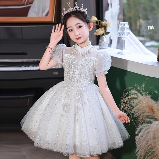
Annie Youer girls princess dress dress children's high-end fashionable summer girl princess skirt puffy tulle skirt white 130