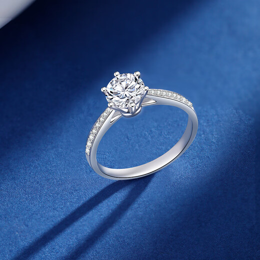 IDC Henan artificially cultivated diamond 18K gold diamond ring Starlight six-claw wedding platinum 1 carat ring engagement Valentine's Day PT950 platinum D color/VVS/NGIC certificate 30 points heavy gold version