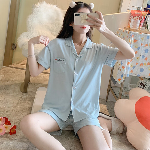 Produit wuyin youliang 2024 Nouveau pyjama pour femmes en été shorts en coton pur pour les filles d'été Femmes d'été Muji 12347 avec poitrine M 80-100