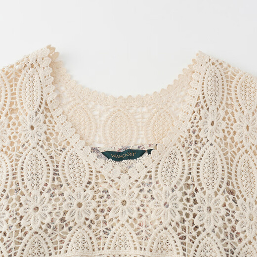 Wancaoyi 2025 summer new casual loose lace two-piece fashion suit off-white S