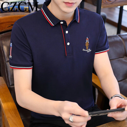 CZCM Light Luxury High-End-Marke Kurzärärmelte Polo-Hemd für Herren-T-Shirt Lose Casual Callar Business Top Sommer Neuer CC866 Yellow Knight 3xL (150-165Jin [Jin Equals Equals 0,5 kg])