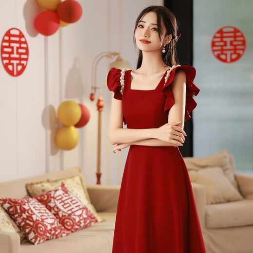 Xuantuya Engagement -Kleidung für Frauen kann normalerweise Sommer -Toast -Kleidung für Brautkleider für Brautkleider für Frauen tragen. Tägliche Routine Red 6996 s [80-92Jin [Jin ist 0,5 kg]