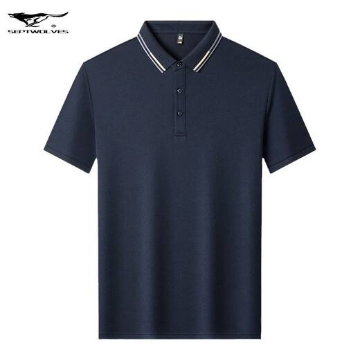 Sieben Wolves offizielles Flaggschiff 2025 Sommer atmungsaktives Männer-T-Shirt Neues dünnes dünnes, kurzärärmiges, festes Farbpolo-Polo-Hemd mit mittleren Alter 13566 Weiß One Size 105-165