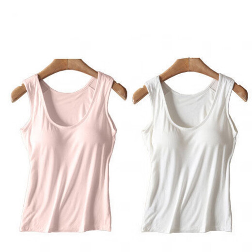XCFREHT 1484 veces recompra Camisola modal para mujer push-up de una pieza con almohadilla para el pecho larga transpirable cómoda estilo chaleco rosa + blanco dos piezas M recomendado 85-105Jin Jin equivale a 0,5 kg