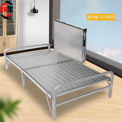 
Rumo (RUMO) Extra Thick 304 Stainless Steel Folding Bed Reinforced Encrypted Seamless Folding Bed Outdoor Home Lunch Bed Single Double Bed [Thickened] 80 Width * 199 Long * 39 Height