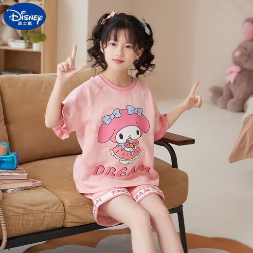 迪士尼（Disney）甜美可爱女童家居服套装优质棉少女款夏季短袖短裤甜美睡衣女孩 687莫代尔 130 童16码 建议身高130-140CM