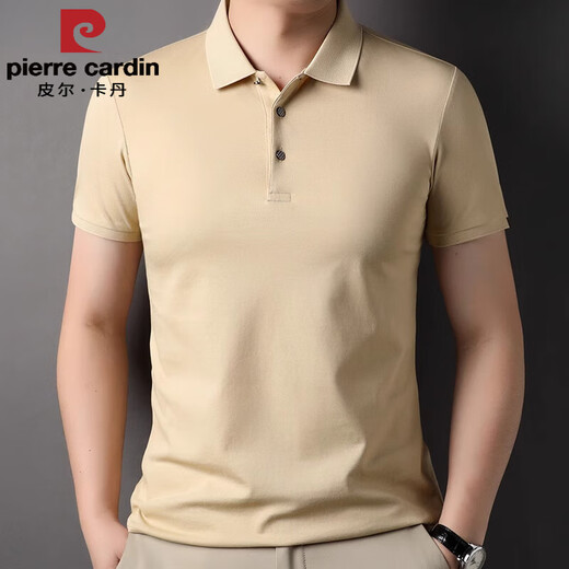 皮尔卡丹（pierre cardin）品牌夏季装男士桑蚕.丝翻领短袖T恤中年冰丝体恤半袖打底POLO衫 hyx-1423翻领短袖T恤白色 3XL
