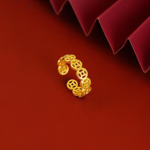 Chuhan retro ethnic copper coin ring ring to get rich and live money coin ring women's open female ring open copper coin golden opening adjustable