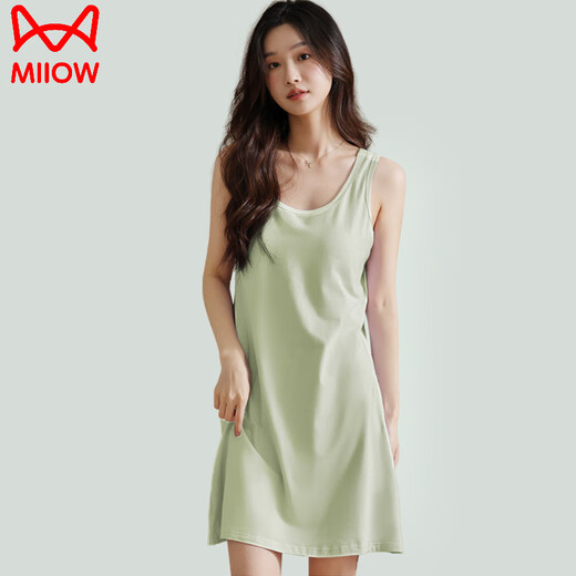 猫人带胸垫家居服睡衣女款背心短裙内搭防凸点少女学生宿舍透气薄款夏 粉色背心裙11976 M (适合80-100斤)