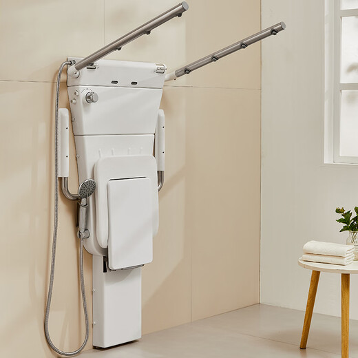 Sitting shower for the elderly, thermostatic folding seat, multi-functional wall-mounted bathing machine, foldable shower armrest, LY cello button type thermostatic shower-Medical Care