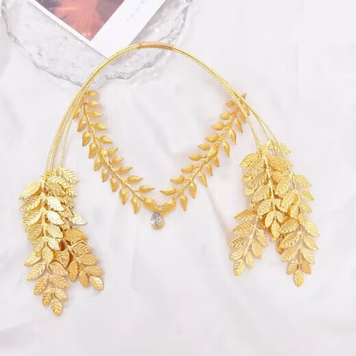 Shijun (SHIJUN) birthday crown tiara for girls Greek goddess wheat ear, son of the sun, winter olive branch, golden leaf, Hanfu forehead, golden leaf crown