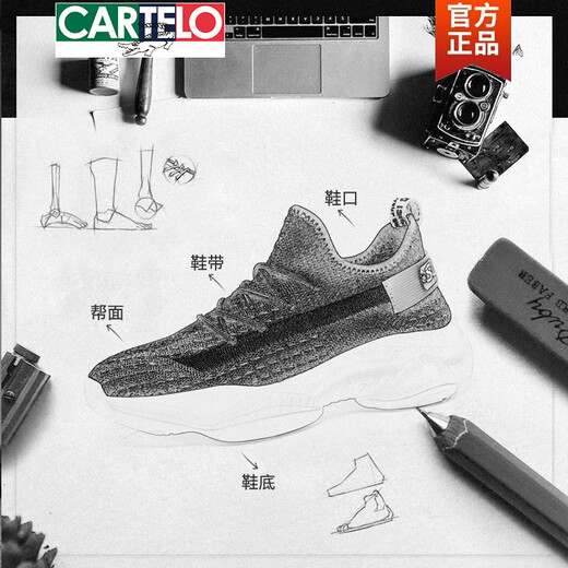 卡帝乐鳄鱼（CARTELO）男鞋夏季2025新款运动休闲老爹鞋子男潮鞋百搭帆布椰子低帮小白鞋 白色9901冰爽透气 38