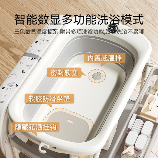Yeehoo Neugeborenen Windel Tabelle Babypflege Tabelle Multifunktionales mobiles Baby Windeln mit Badewanne Touch Tabelle 1 [Luxus-Top-Version] Windel Tabelle + Temperatursensor Digitalanzeige