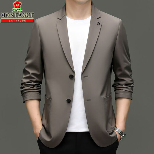 Mengtejiao Spring Men's Suit's Business Casual Fin Single Single Western Coréen Mulberry Mulberry Silk Suit Veste Navy Blue M 170 Taille