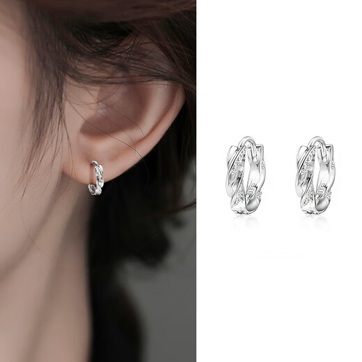 Bangboshi 925 silver needle ear piercing earrings for women, small earrings, simple earrings, earrings, earrings, high-end silver earrings, diamond-encrusted earrings