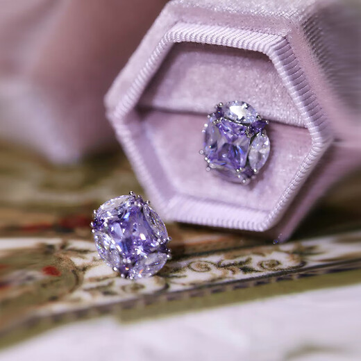 Shien heavy craftsmanship natural olive emerald earrings for women s925 sterling silver amethyst tanzanite high carbon diamond earrings earrings amethyst diamond (925 silver)