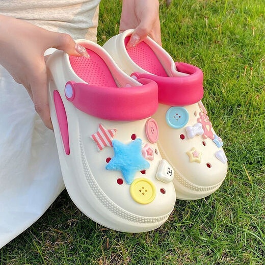 Hualin Fashion Hole Chaussures Soft Sole non glissantes Slippées respirantes pour femmes couples d'été piétinent 653 [rose] Petites étoiles de mer [semelle épaisse] 36-37 [une seule taille plus petite]