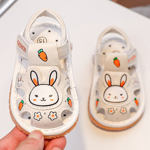 Yupinjia Baby Toddler Shoes Summer Breathable Sandals Baby Shoes Baotou Non-slip Soft Sole Shoes for Boys and Girls 1-3 Years Old Cartoon Beige 18 Inner Length 12.5cm