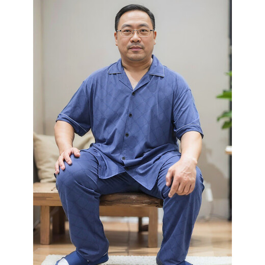 曼森雪莲特大码300斤睡衣男士夏季短袖家居服套宽松凉快加大肥佬200斤 1697深灰 丝光爽棉 4XL 【建议180斤-230斤】