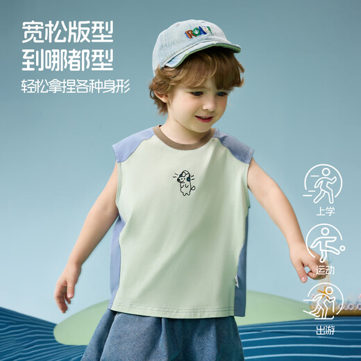 
ASK JUNIOR Antibacterial Children's T-shirt 2025 Summer Children's Hot Cover Sleeveless Vest Boys T-shirt Top
