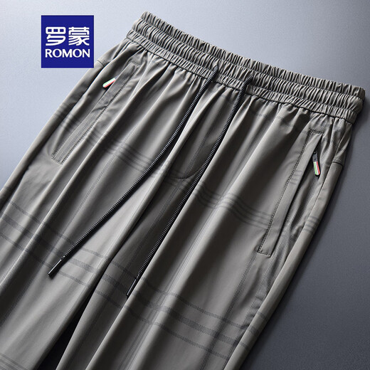Romon (Romon) Pantalon décontracté en soie de glace pour un pantalon de pantalon à séchage rapide d'été pour hommes pour pantalon imprimé pantalon à carrem imprimé pantalon de garde à pied militaire Green Plaid 21k07 m Longueur 93 cm recommandé 95-115jin [Jin égal à 0,5 kg]