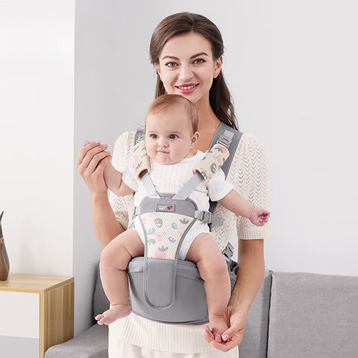 JCZS Deutsch Babygurt Stuhl Tasche Taillenhocker Baby Licht vier vordere und hintere Dual-Purple-Babys hält Artefakt, um den Nacken nicht zu stolpern, um das Baby aus der Straße zu gehen. Grauatmodell