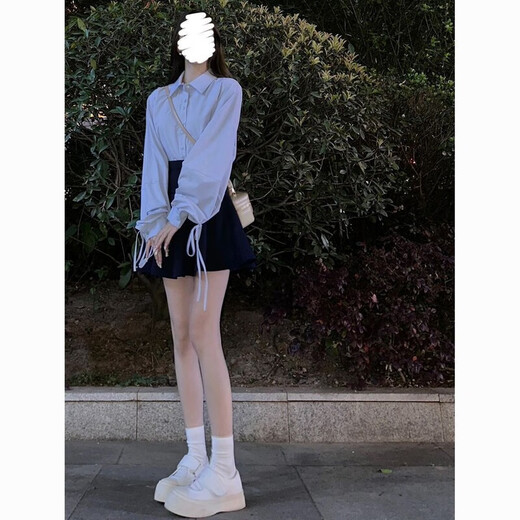 [3891 Menschen sammeln] Sommer Internet-Promi kleine Salztyp-Outfits Verspielte, lebhafte und süße Hemden im College-Stil [zwei Stücke] Riemchen-Hemd + Kurzgruppe 2xl empfohlen 120-135 Jin [Jin gleich 0,5 kg]