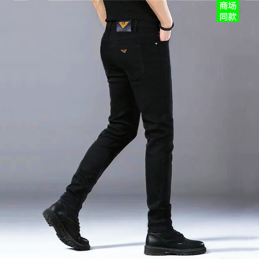 
Emporio Armani 2025 summer new black jeans men's slim feet elastic casual high-end trousers men black k683 32 3 feet 6