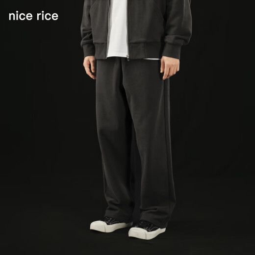 nice rice好饭 r.系列500G全棉直筒休闲卫裤[商场同款]NCQ12027 深灰色（500G） XL