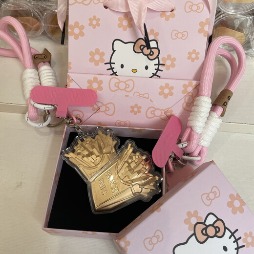 Lao Fengxiang 999 Mobiltelefonbeutel Anhänger Milk Tee Burger Pommes Valentinstag Geschenk Mobiltelefone Geburtstags Geschenk Milch Tee 20 mg+ Zertifikat/KT -Katze Geschenkbox