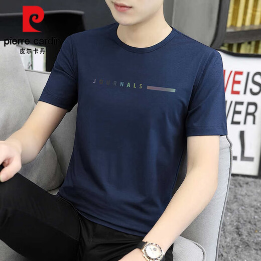 皮尔卡丹（pierre cardin）冰丝短袖t恤男士2025新款夏季薄款体恤夏天休闲潮牌大码男装上衣 1423白色 XL 125斤-140斤