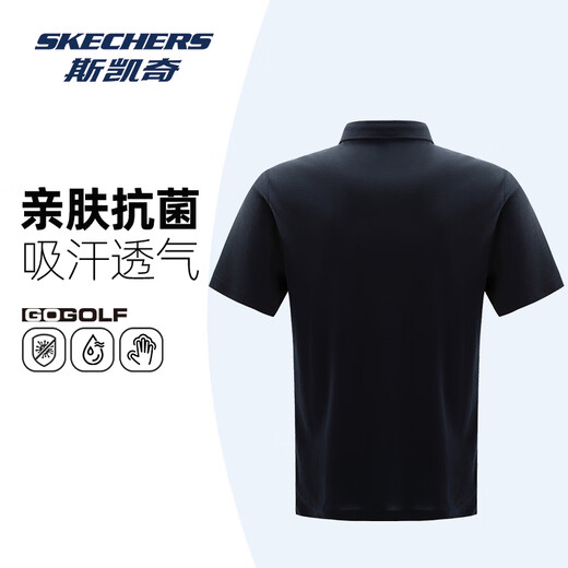 Skechers Men's POLO Shirt 2025 Autumn New Simple Letter Printed Sports Short Sleeve Running Sports Fitness