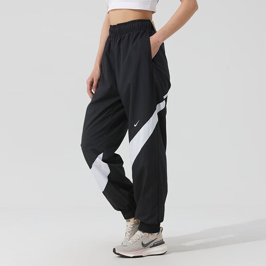 
Nike (NIKE) women's big hook woven black and white sports suit 2025 summer quick-drying fitness training suit fashion casual clothes black and white hooded jacket jacket + trousers/two-piece set S