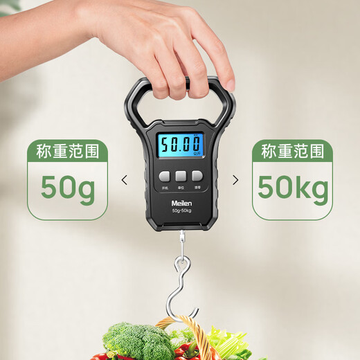 Meilen手提电子秤便携秤弹簧秤称重器吊秤高精度50kg家用行李称菜快递称
