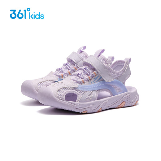 361 Children's Shoes Children's Sandals 25 Summer Breathable Cushioning Toe Guard Beach Sandals for Boys and Girls Purple 34