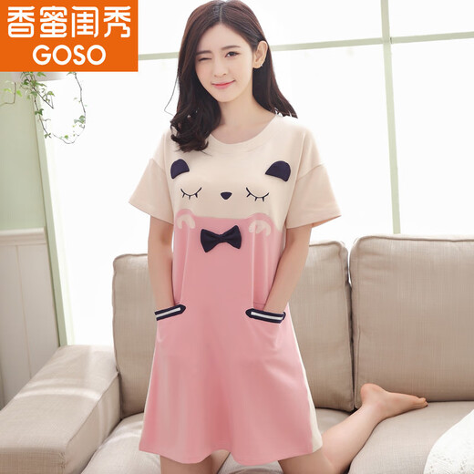 浅伊琳睡裙女2025新款夏季短袖棉韩版甜美可爱公主睡衣家居服 d-6624 M  建议体重80-100斤
