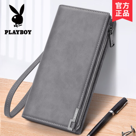 Sangji Playboy Wallet Herren Langer neuer Stil Handtasche Reißverschluss Brieftasche Kartentasche Dad Ehemann Clutch Herren grau Paaz9731-0h